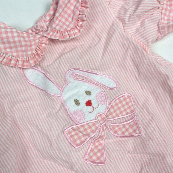 Vtg Alexis Bubble Romper Easter Baby Girls Sz 6m Pink Bunny Spring Outfit Cute - Picture 2 of 4